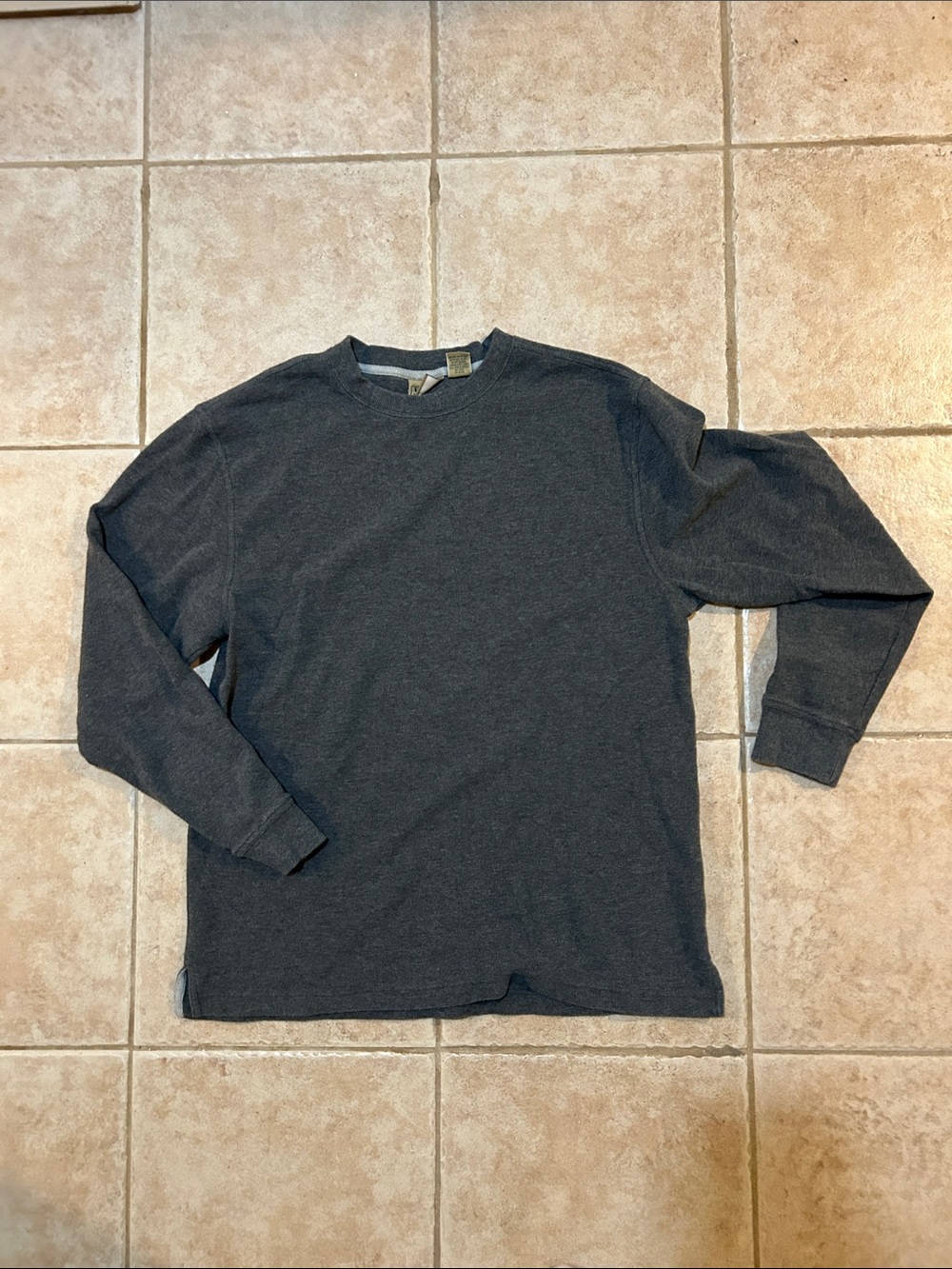 L.L. Bean Men's Long-Sleeve Crewneck Shirt in Charcoal Gray
